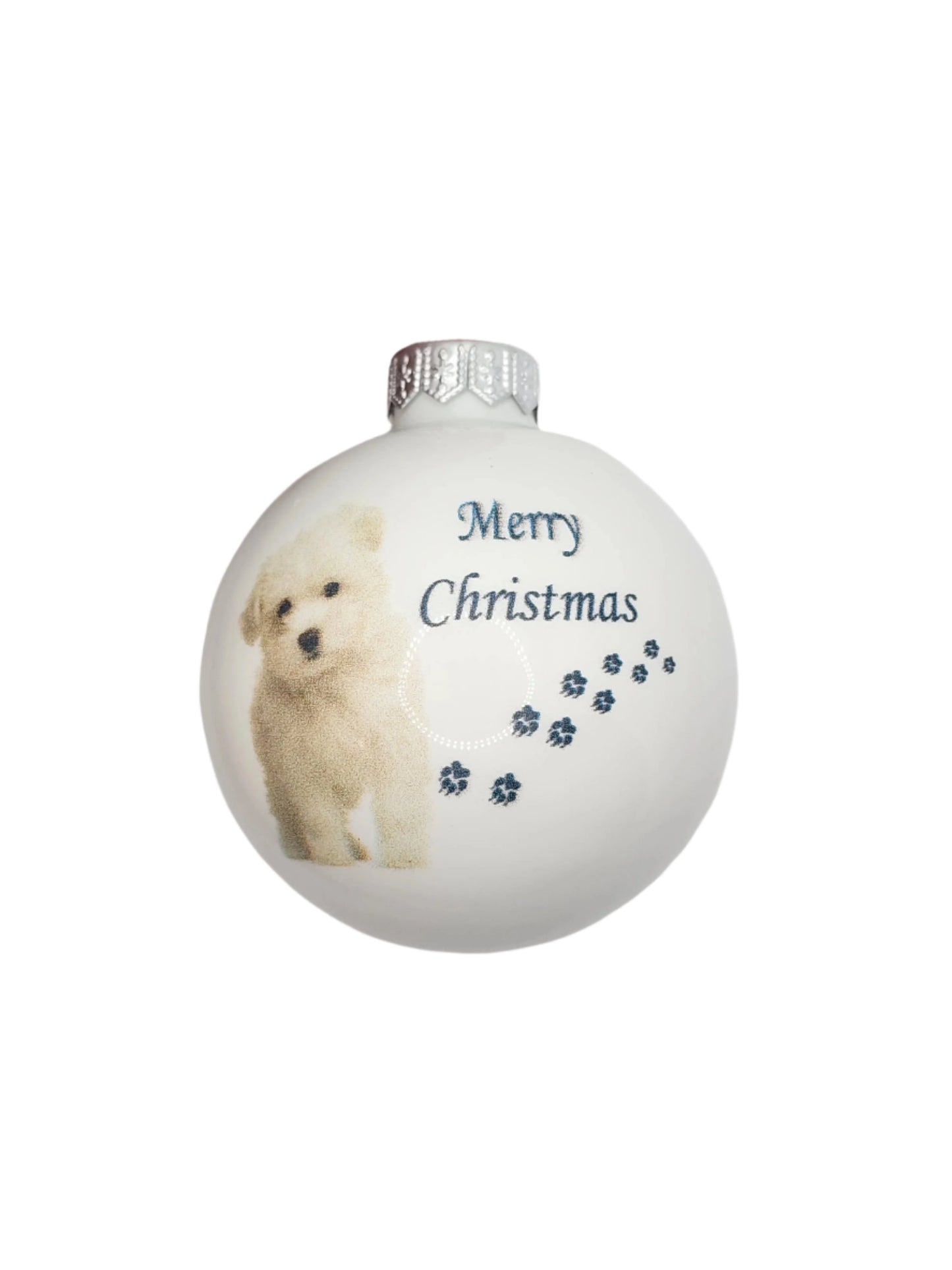European Glass Christmas ornament of a Baubles | Merry Christmas Dog (F)