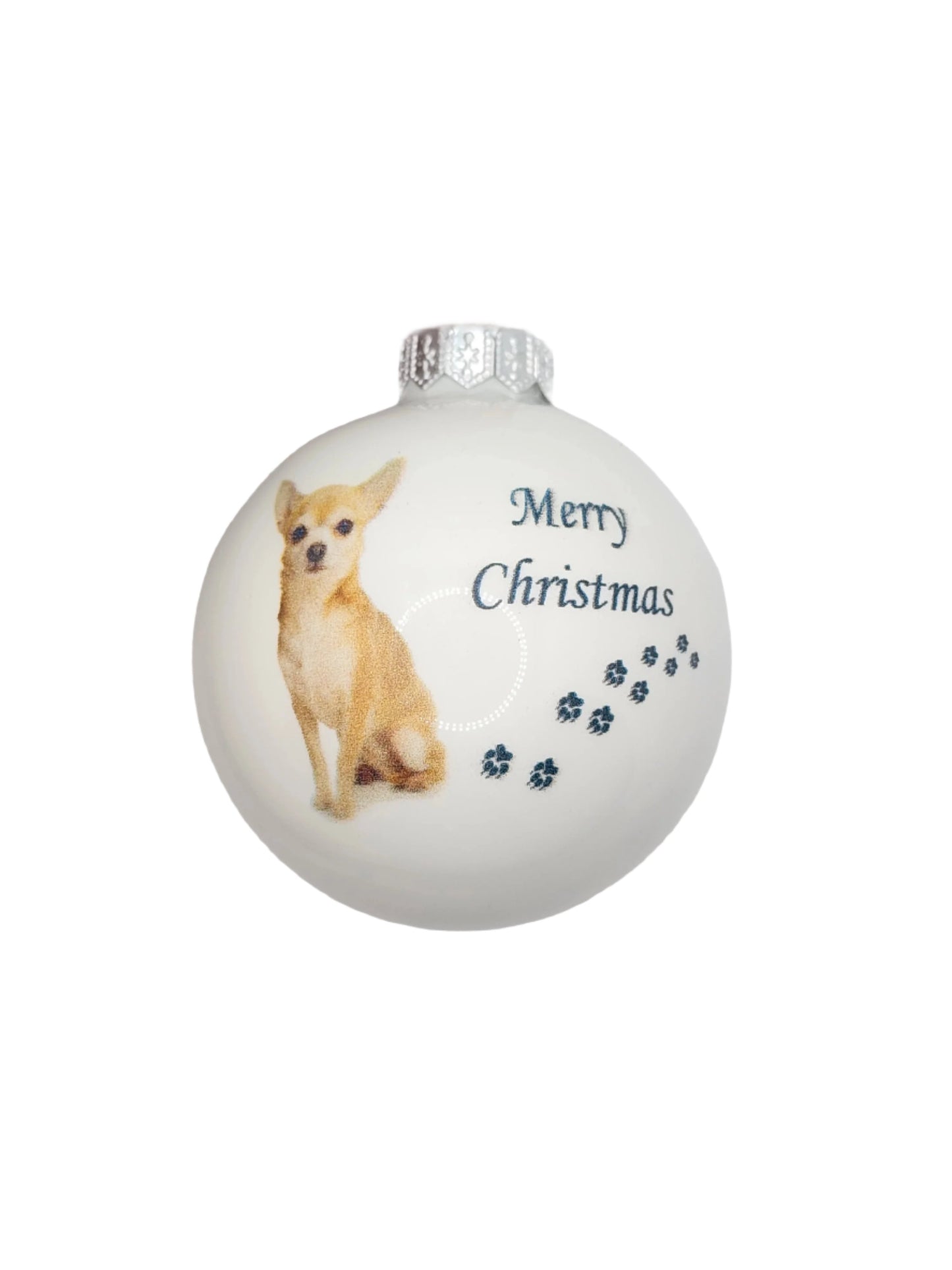 European Glass Christmas ornament of a Baubles | Merry Christmas Dog (F)
