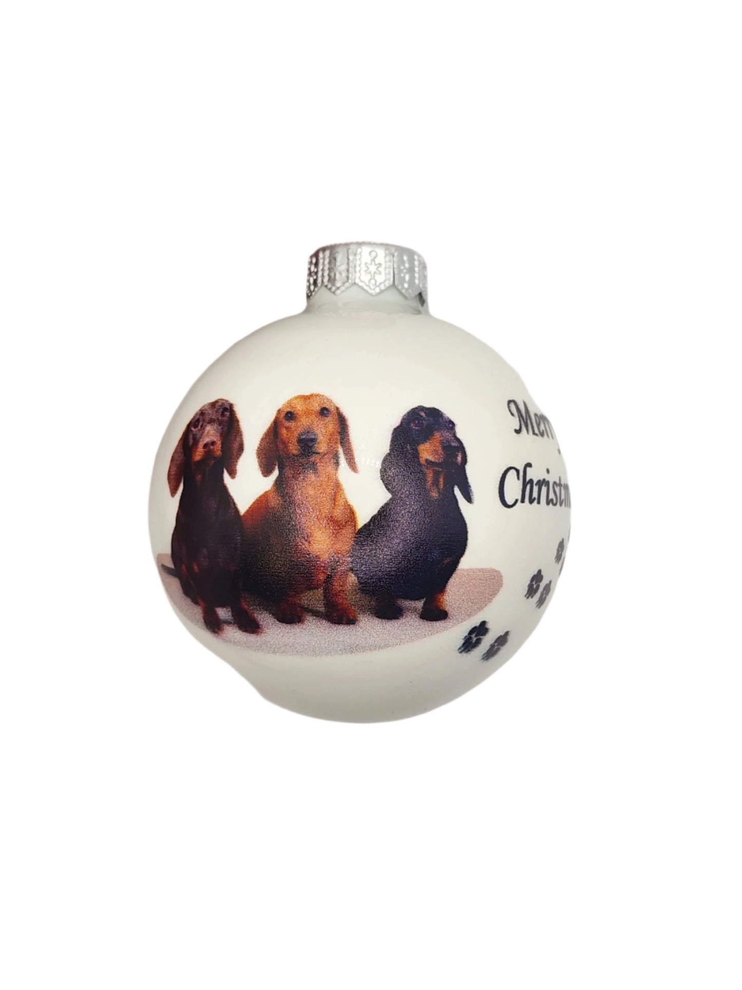 European Glass Christmas ornament of a Baubles | Merry Christmas Dog (F)