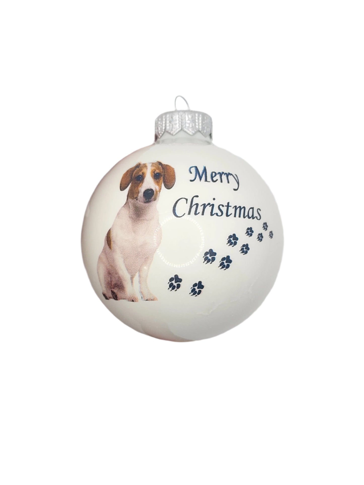 European Glass Christmas ornament of a Baubles | Merry Christmas Dog (F)