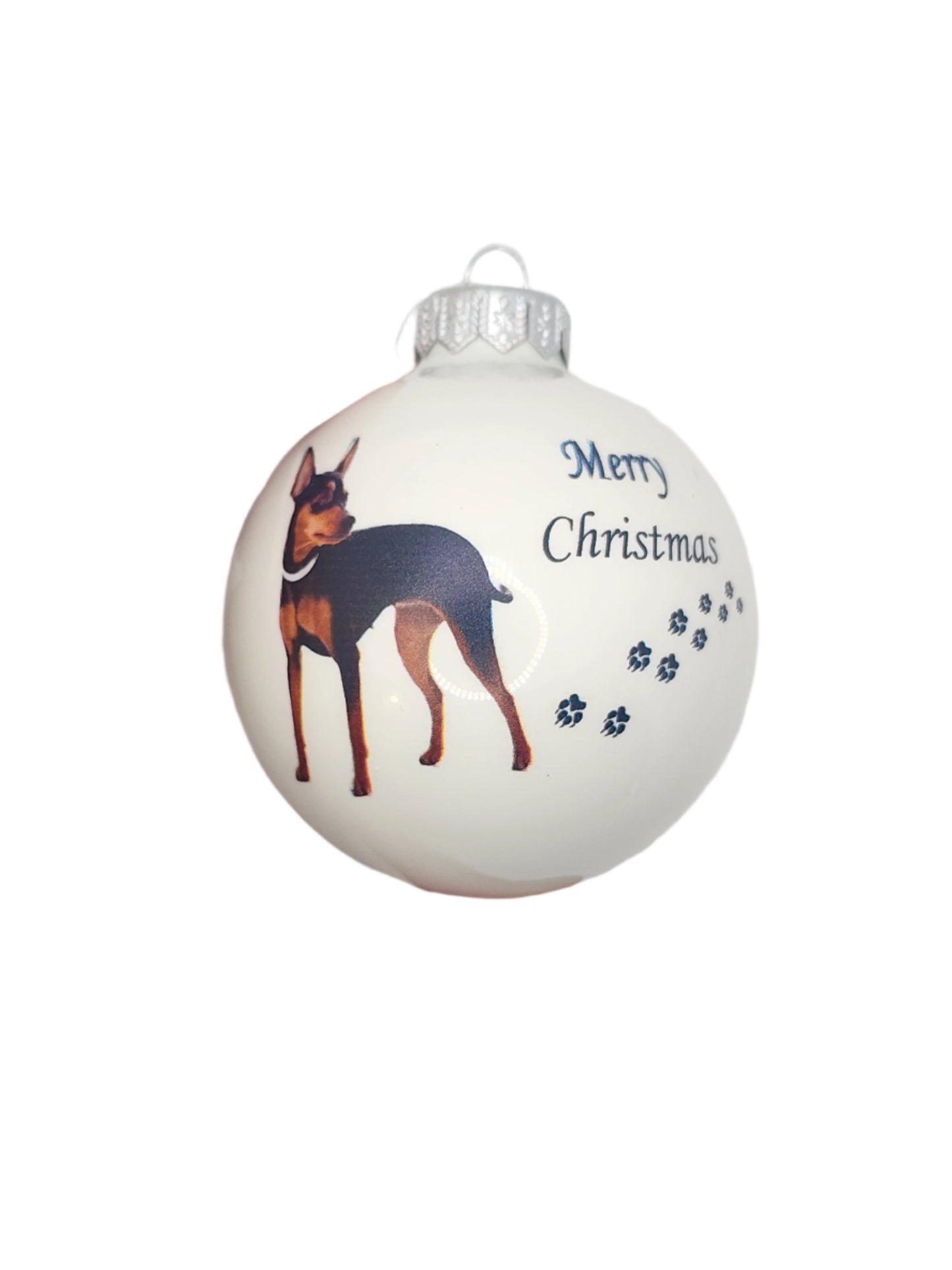 European Glass Christmas ornament of a Baubles | Merry Christmas Dog (F)