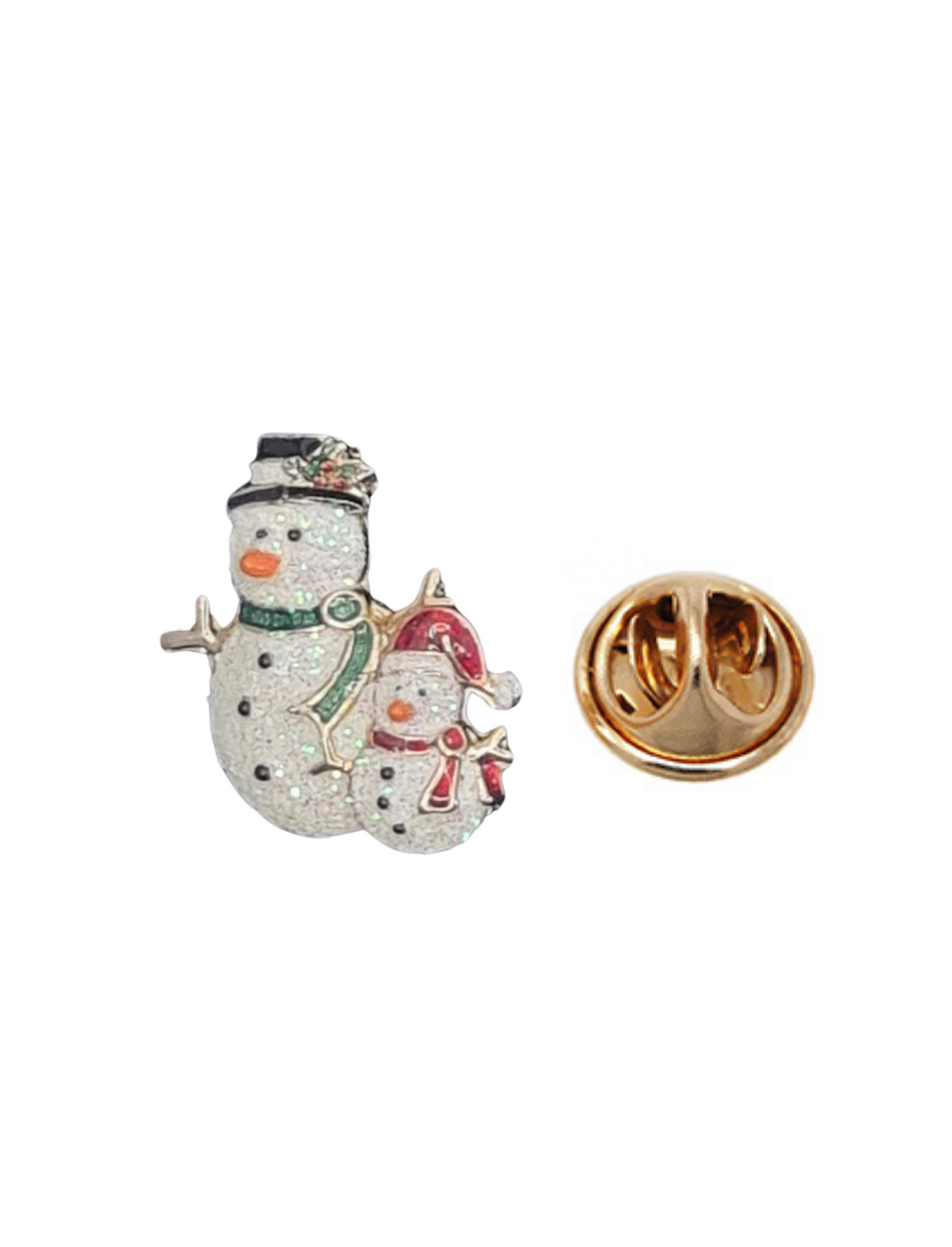 European Glass Christmas ornament of a Double Sparkle Snowman | Pins