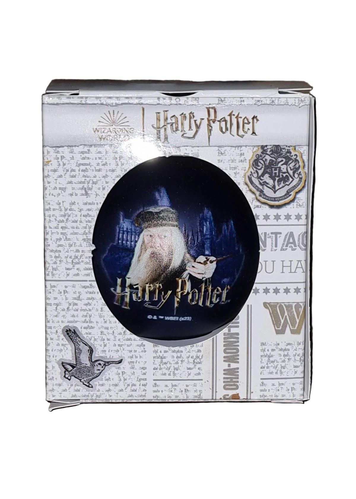 Harry Potter-themed glass Christmas bauble featuring Albus Dumbledore