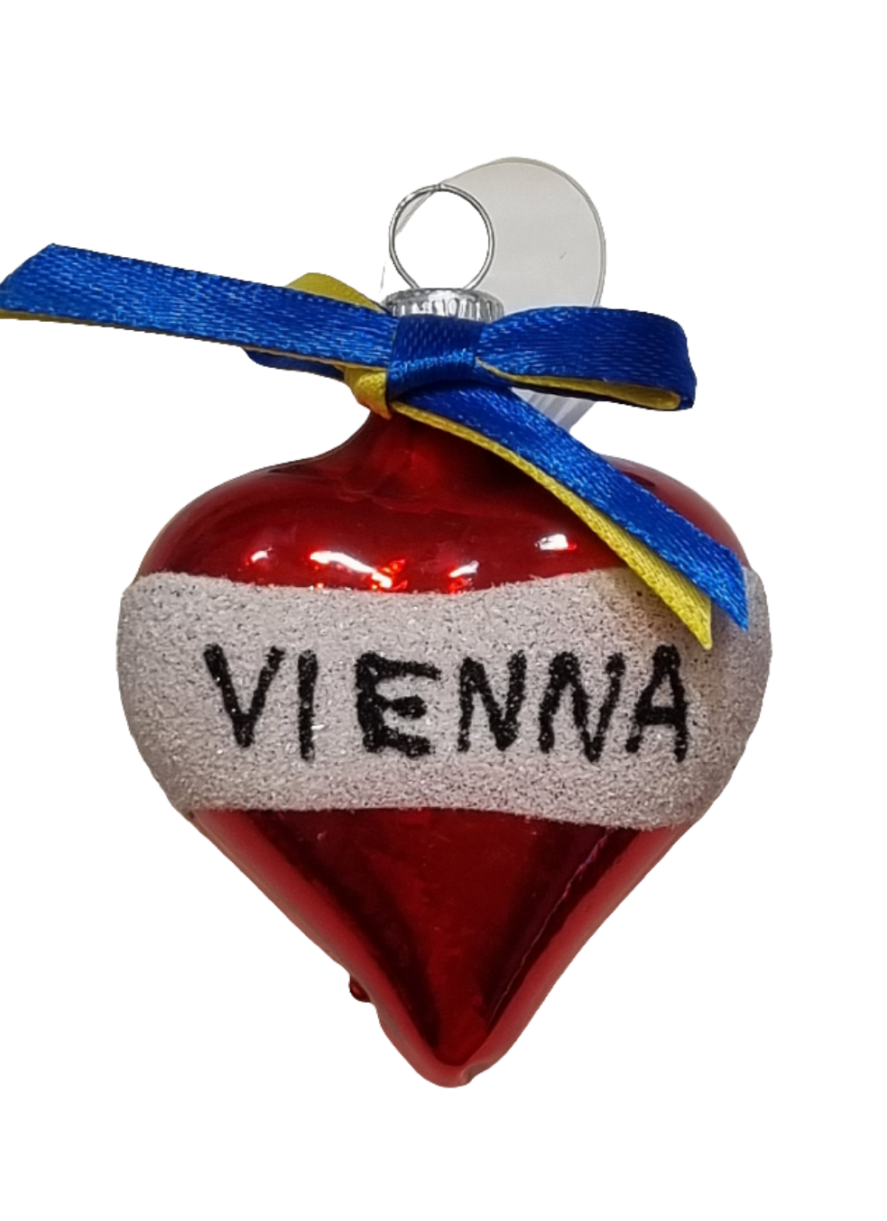 European Glass Christmas ornament of a Vienna Heart (F)