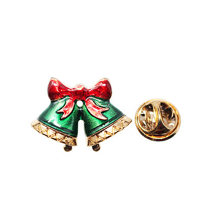 European Glass Christmas ornament of a Double Green Bells | Pins