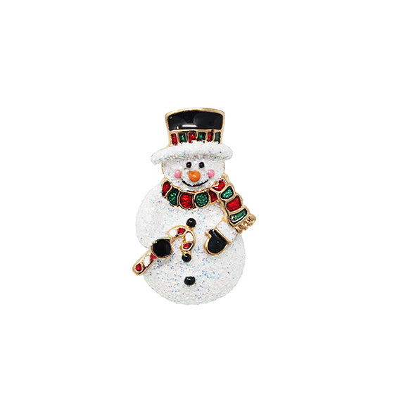 European Glass Christmas ornament of a Snowman with Hat & Scarf | Brooch IV