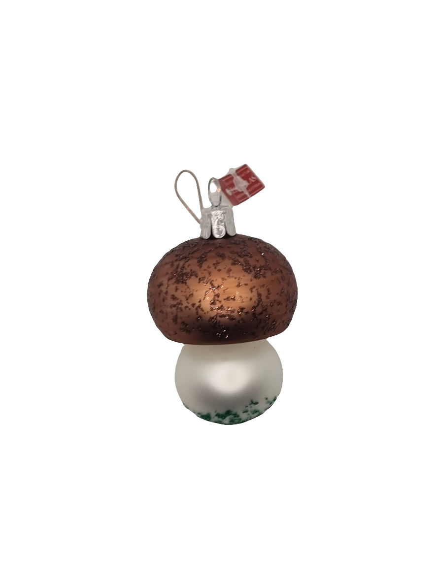 European Glass Christmas ornament of a Mushroom | Brown (E)