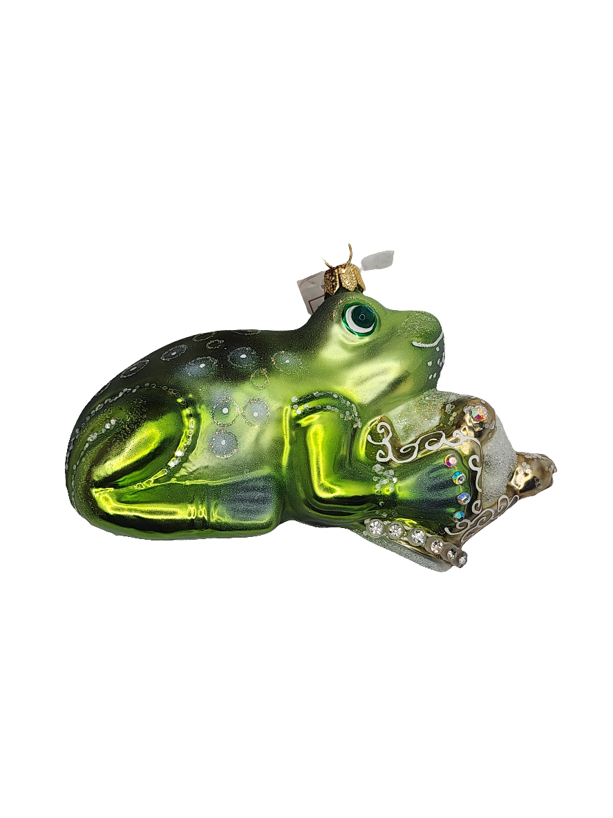 European Glass Christmas ornament of a Frog king (U)