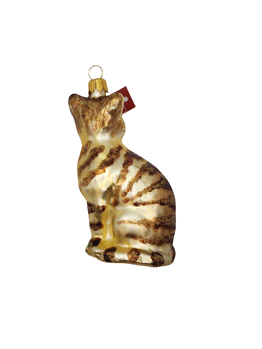 European Glass Christmas ornament of a Cat | Ginger Striped Tabby (R)