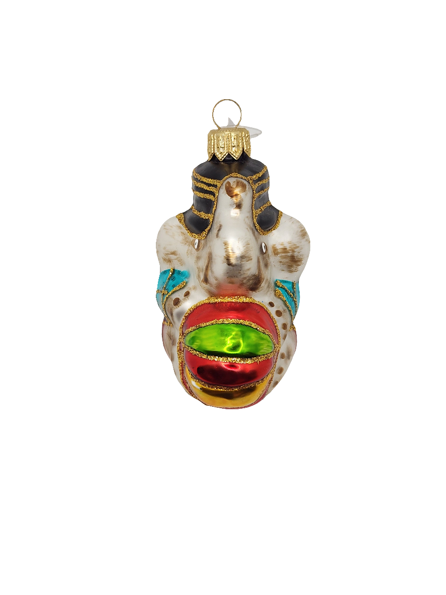 European Glass Christmas ornament of a Elephant circus ball (P)