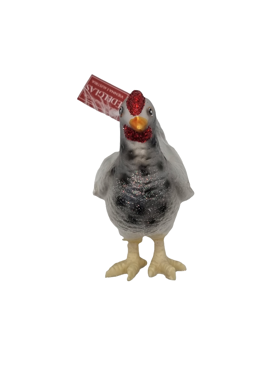 European Glass Christmas ornament of a Chicken (W)