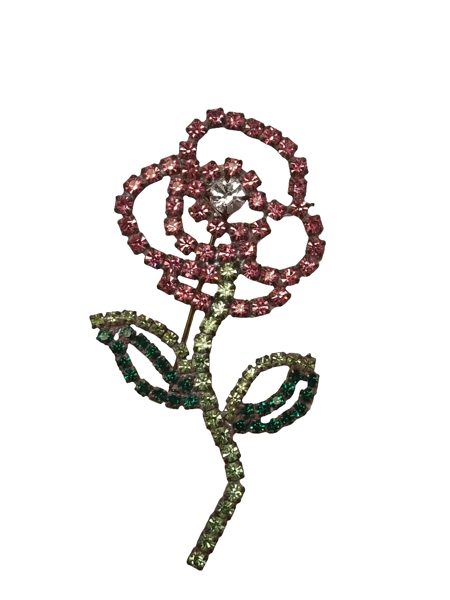 European Glass Christmas ornament of a Crystal Flower Rose | Brooch V