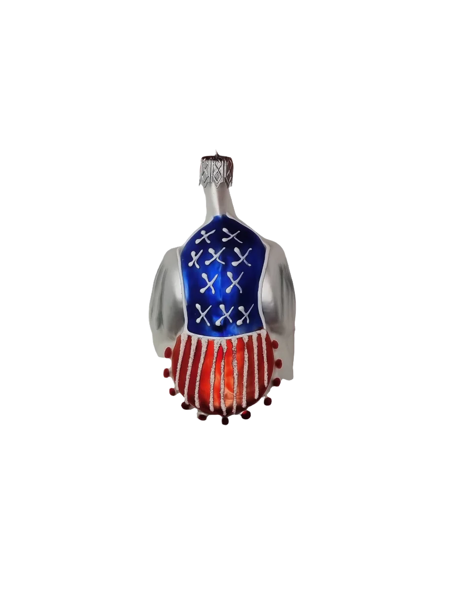 European Glass Christmas ornament of a Elephant USA American Flag (J)