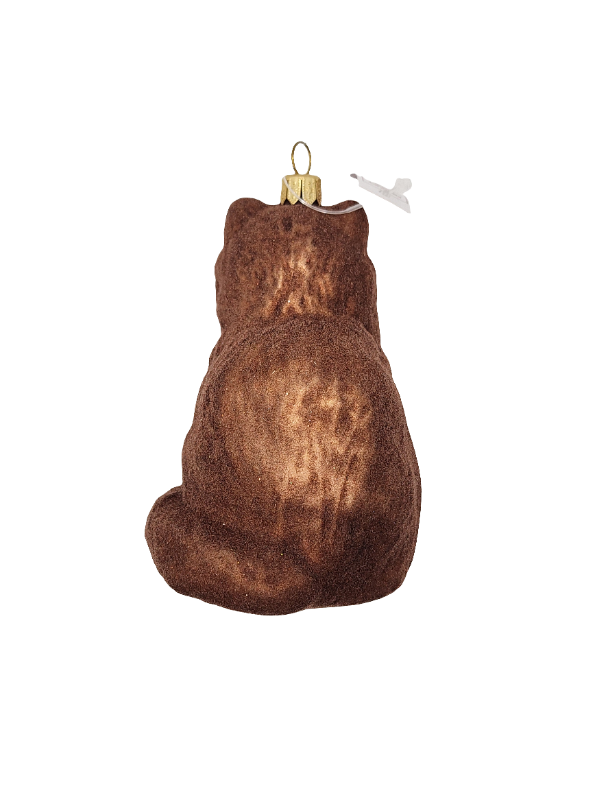 European Glass Christmas ornament of a Cat | Large Ragdoll brown (T)
