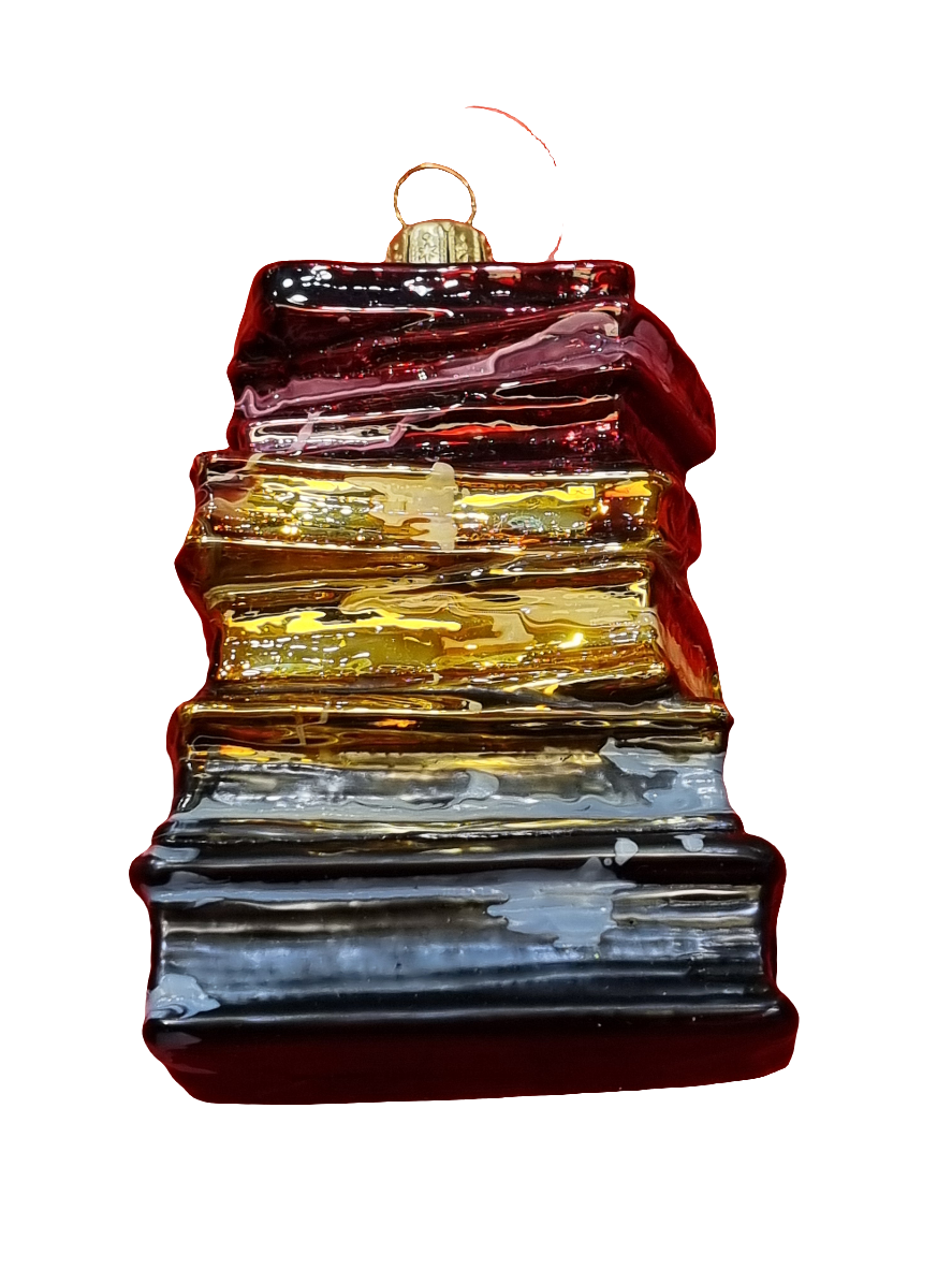 European Glass Christmas ornament of a Stack of Books (V)