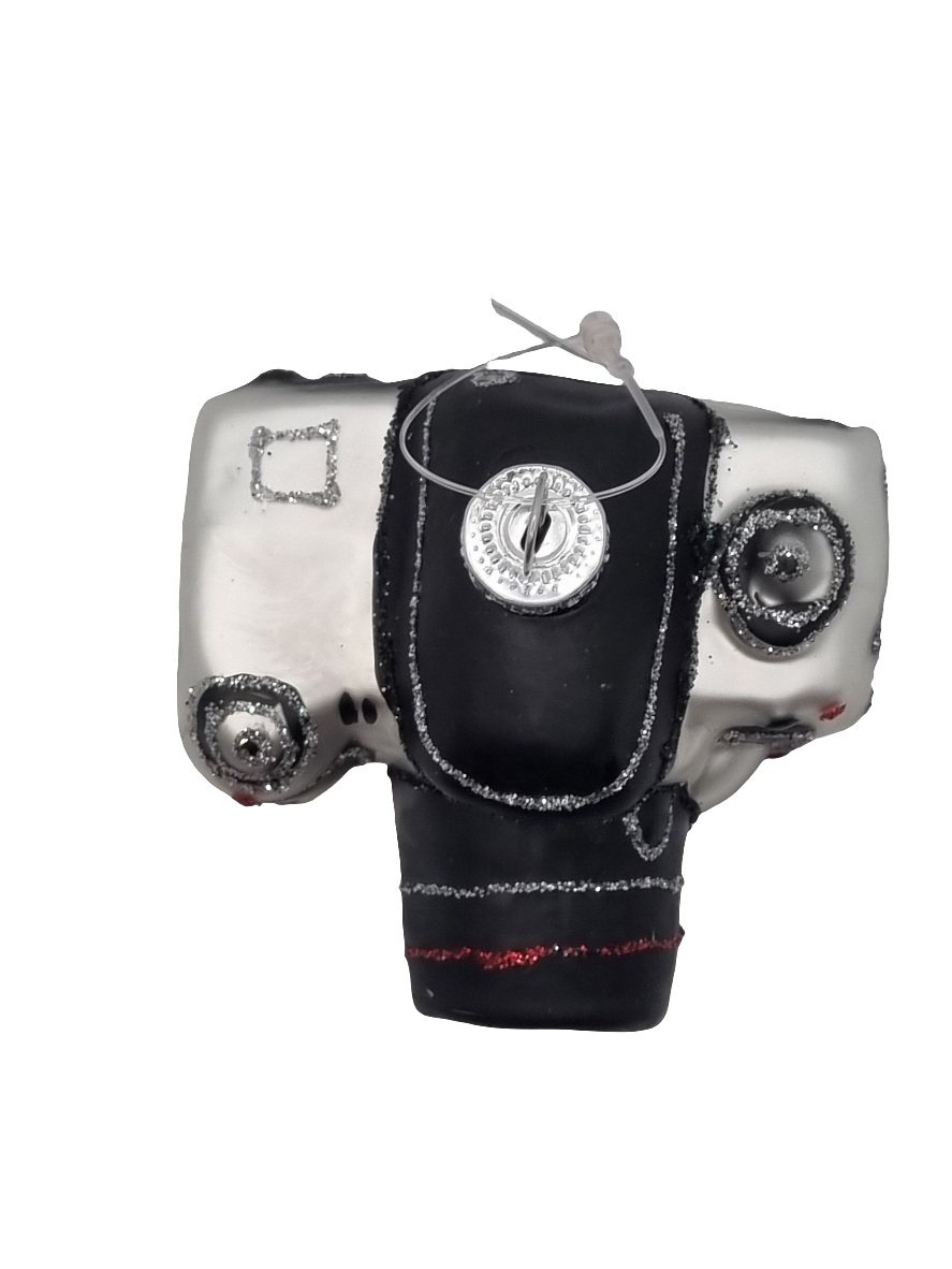 European Glass Christmas ornament of a Camera (R)