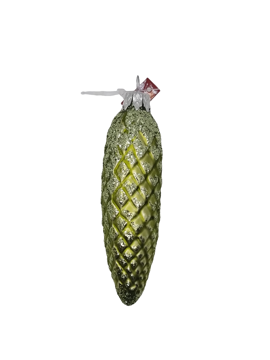 European Glass Christmas ornament of a Pinecone | Long Sparkle (C)