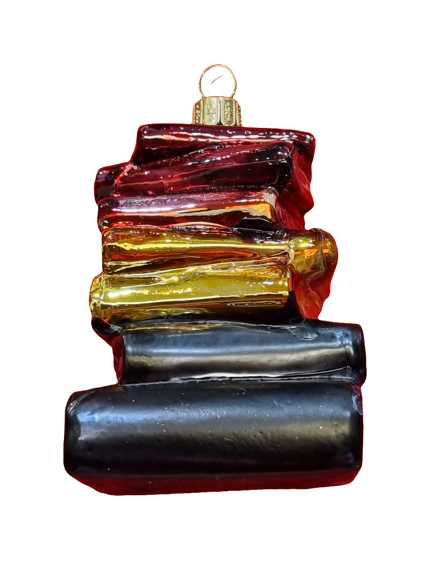 European Glass Christmas ornament of a Stack of Books (V)