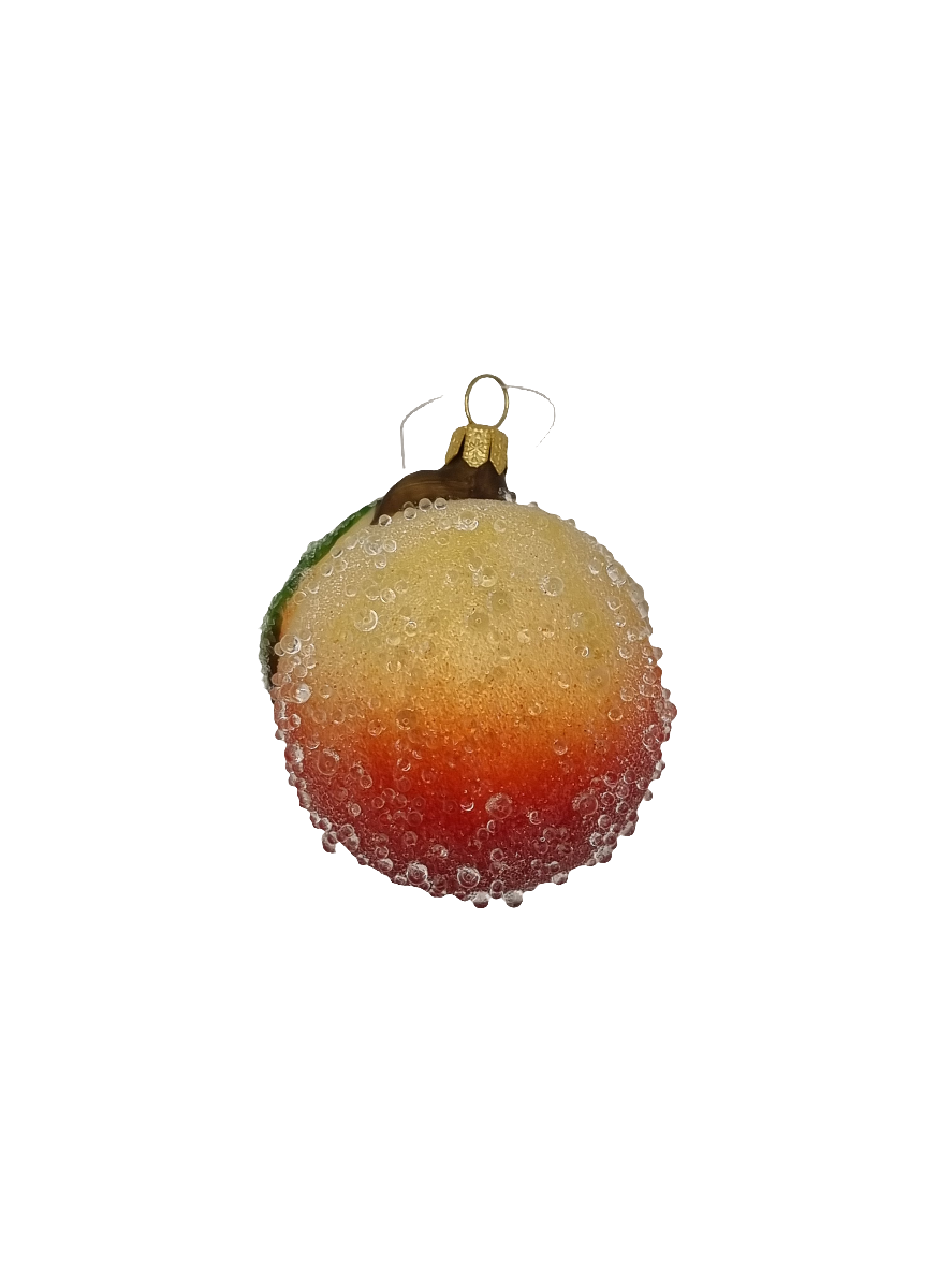 European Glass Christmas ornament of a Peach frosted (N)