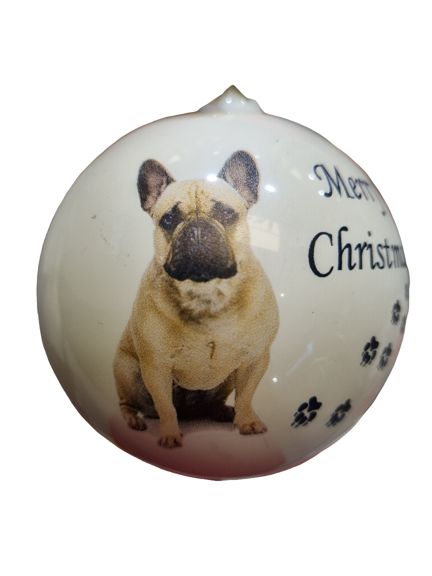 European Glass Christmas ornament of a Baubles | Merry Christmas Dog (F)