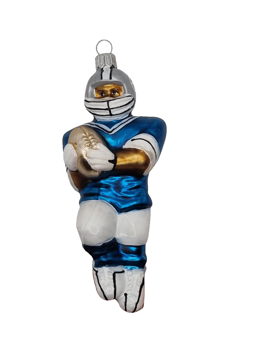 European Glass Christmas ornament of a NFL Football Player (V)