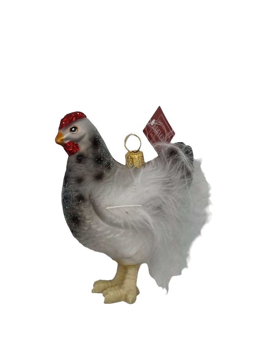 European Glass Christmas ornament of a Chicken (W)