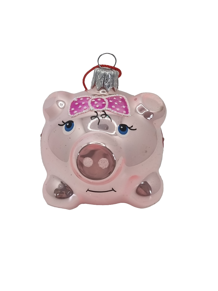 European Glass Christmas ornament of a Pig (F)