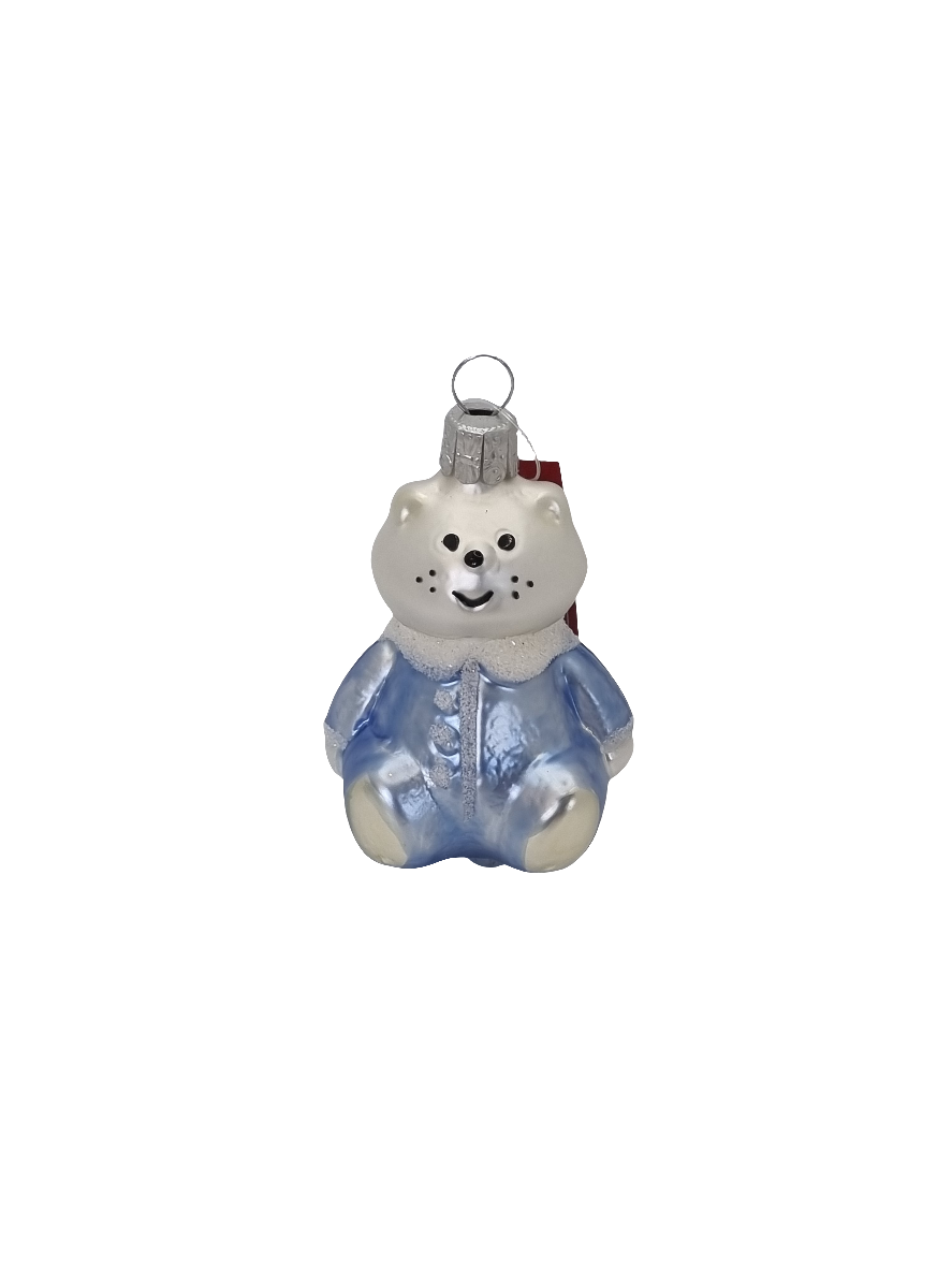 European Glass Christmas ornament of a Bear | Teddy Bear in Pyjamas (H)