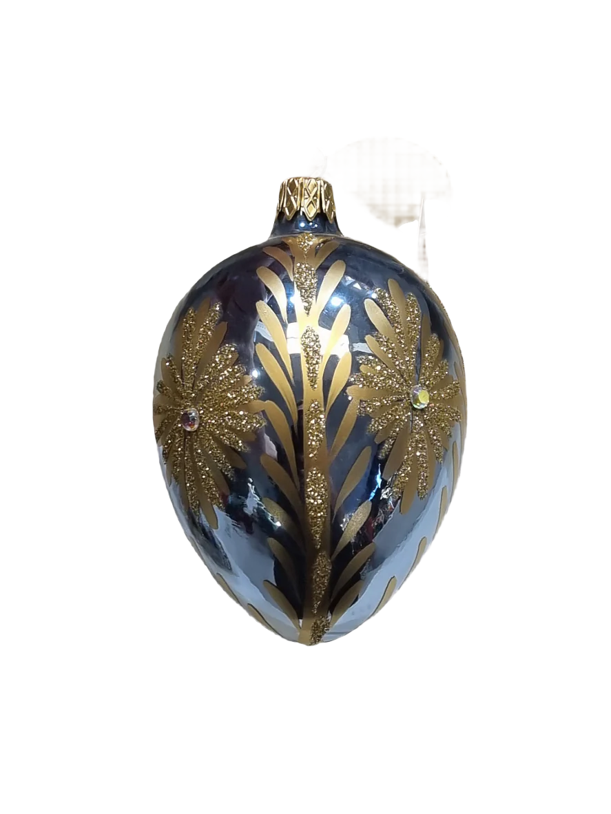 European Glass Christmas ornament of a Blue Glass Eggs | Faberge Style (P)