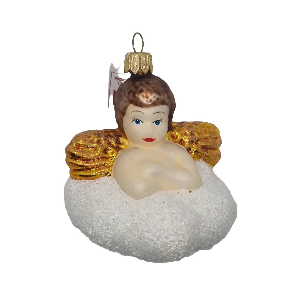 European Glass Christmas ornament of a Angel Child Cloud (N)