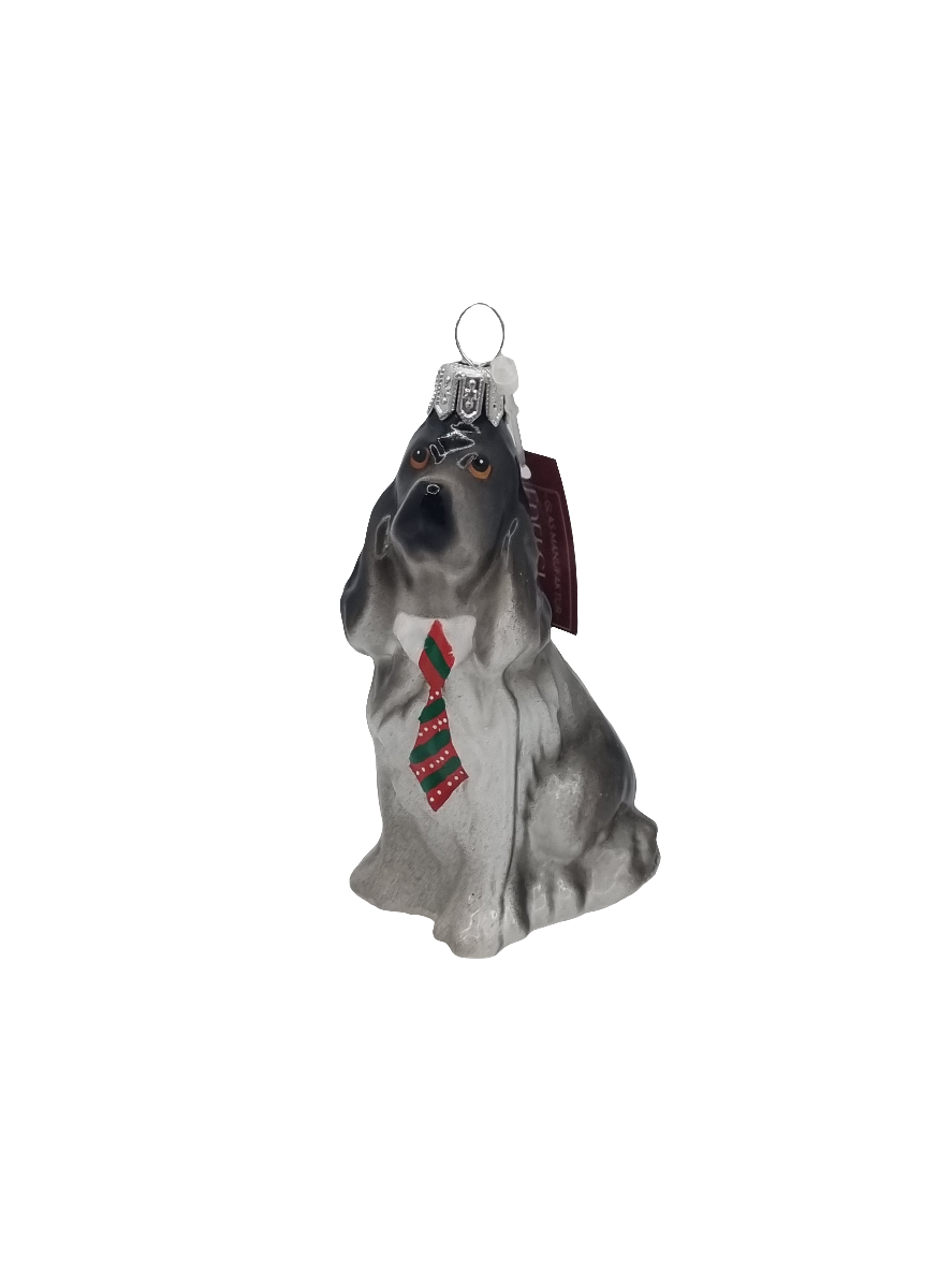 European Glass Christmas ornament of a Dog long ears neck tie (S)