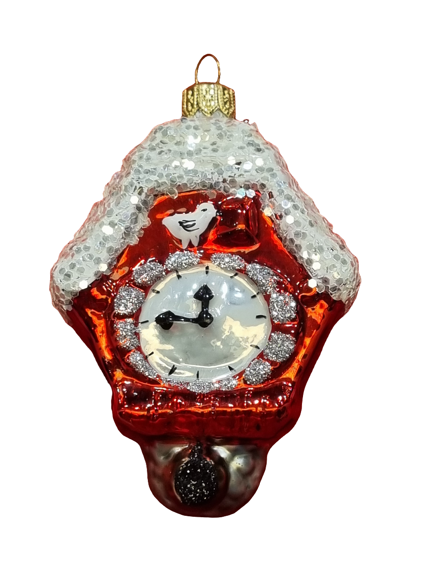 European Glass Christmas ornament of a Cuckoo Clock (P)
