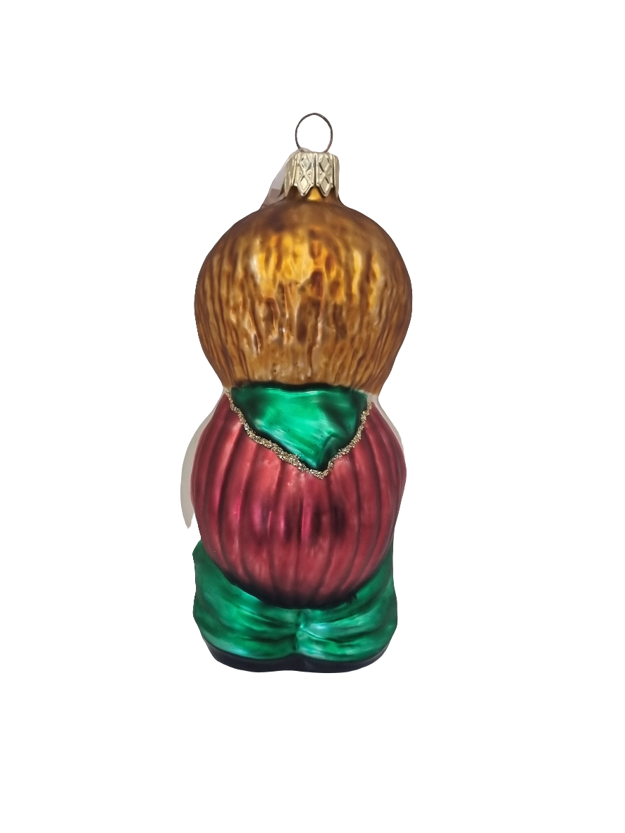European Glass Christmas ornament of a Child | with Backpack & Lantern (G)