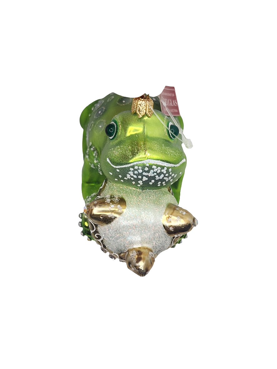 European Glass Christmas ornament of a Frog king (U)