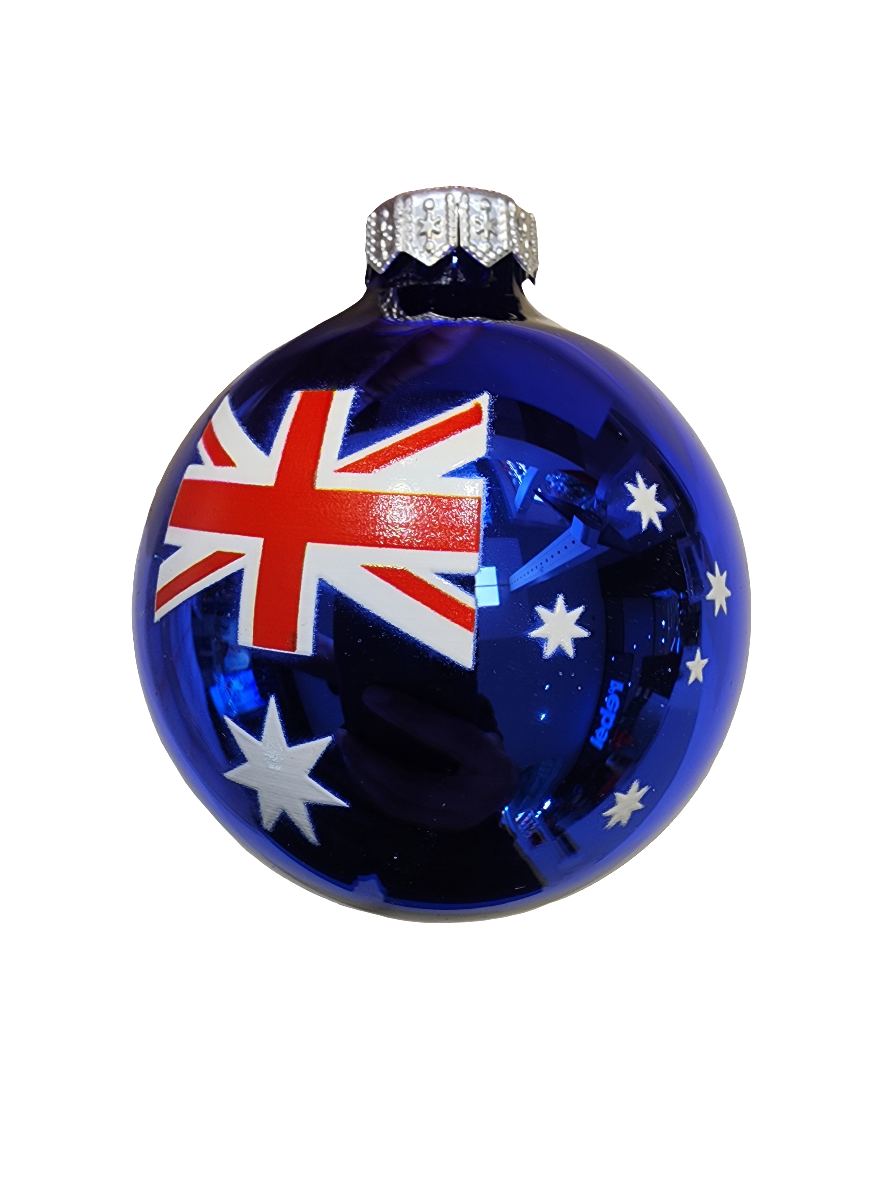 European Glass Christmas ornament of a Bauble | Australian Flag (F)