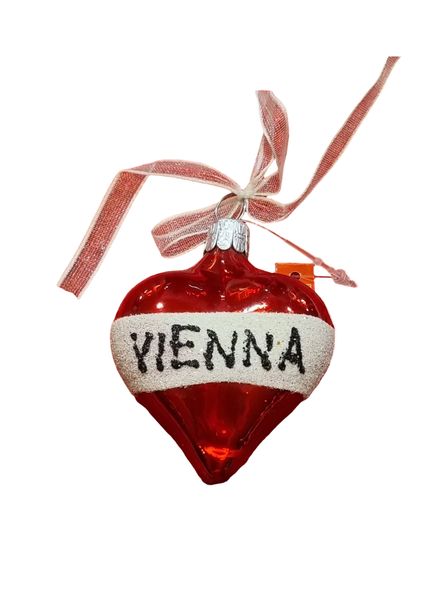 European Glass Christmas ornament of a Vienna Heart (F)