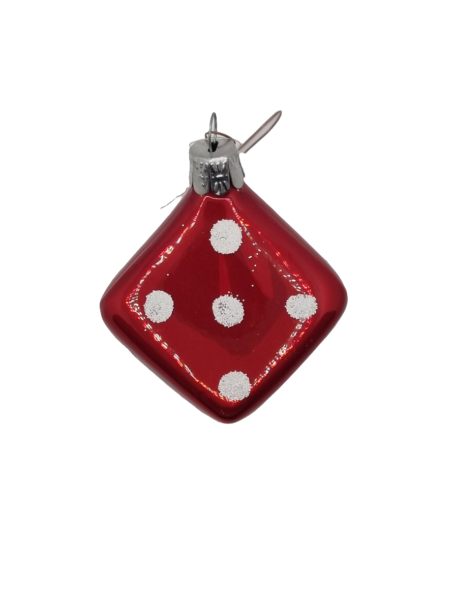 European Glass Christmas ornament of a Die Dice (F)