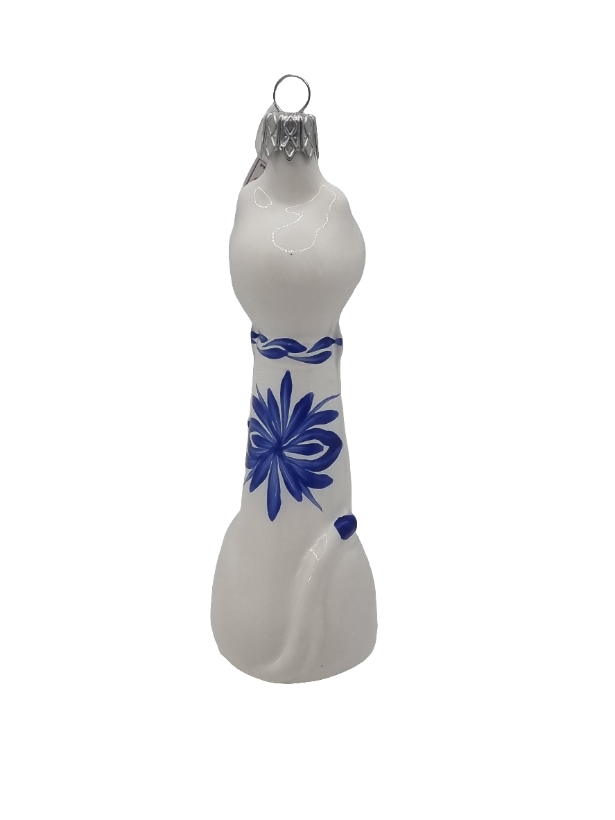 European Glass Christmas ornament of a Cat long porcelain look (G)