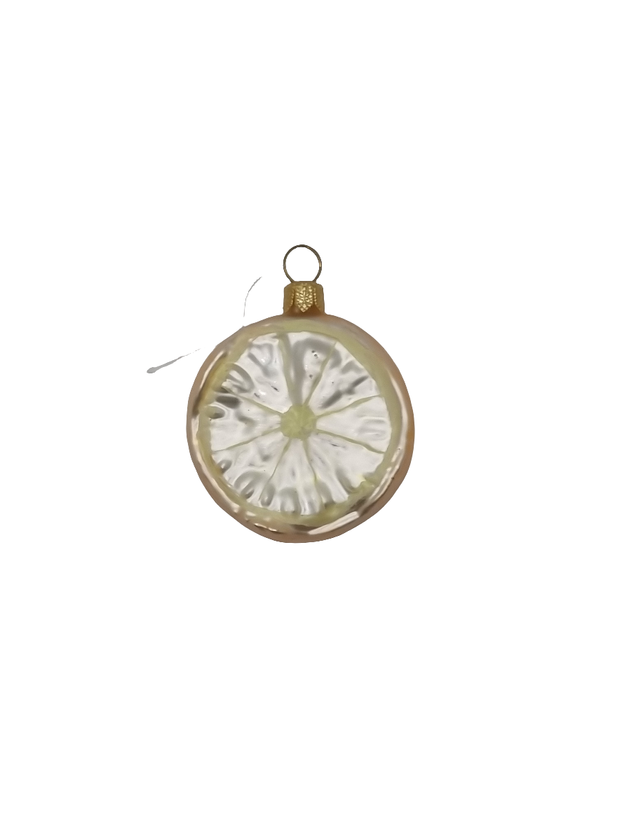 European Glass Christmas ornament of a Lemon slice (G)