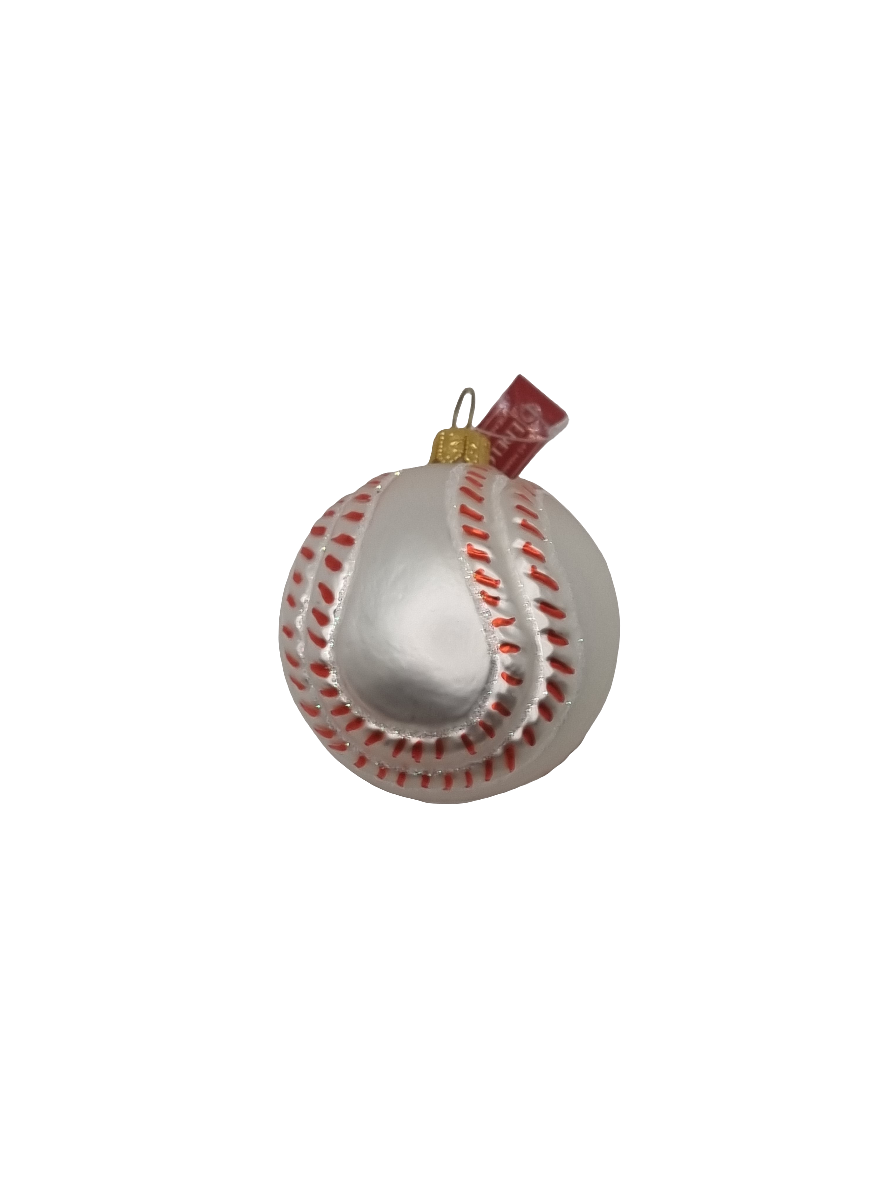 European Glass Christmas ornament of a Baseball | Red Stitching (G)