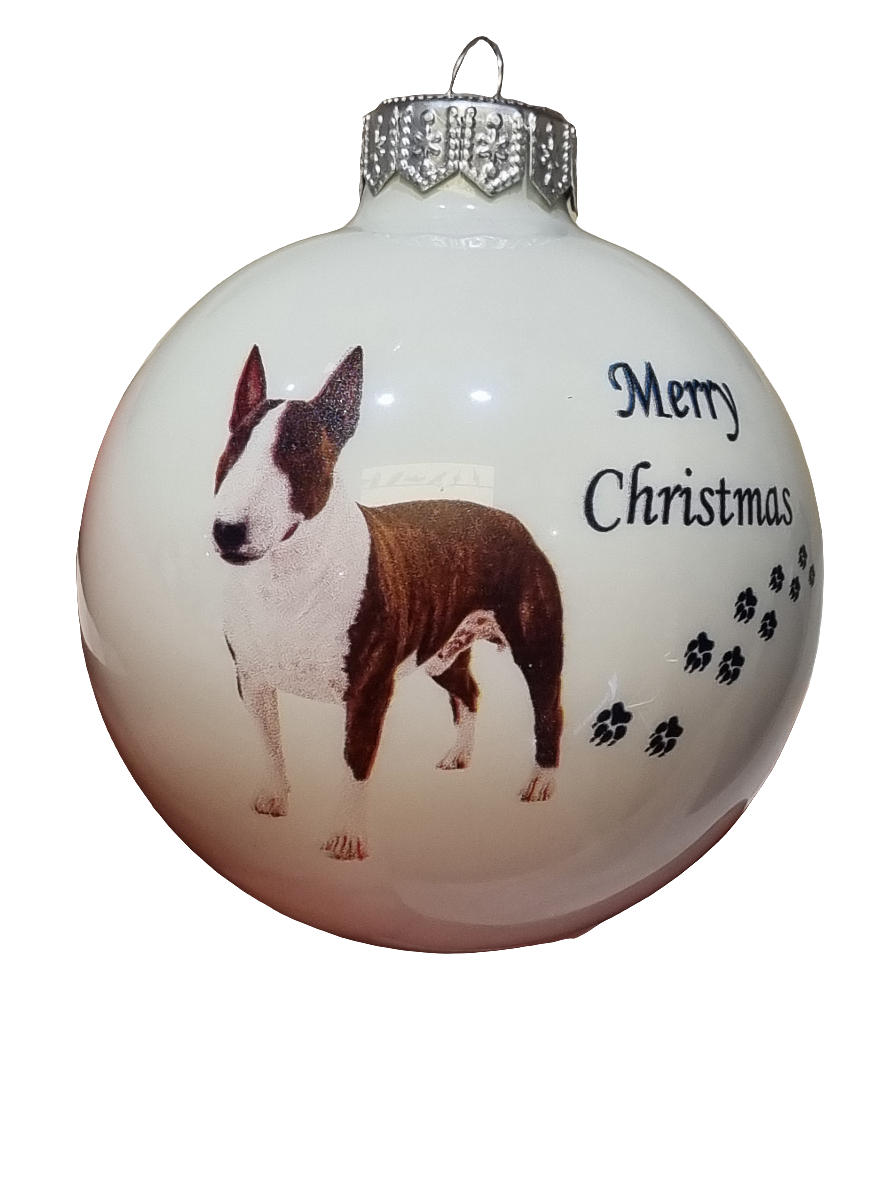 European Glass Christmas ornament of a Baubles | Merry Christmas Dog (F)