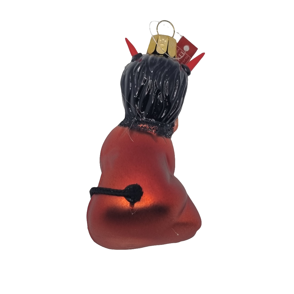 European Glass Christmas ornament of a Devil Child (G)