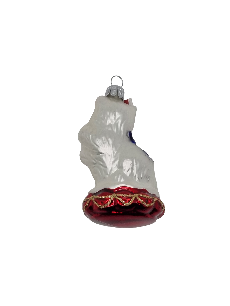 European Glass Christmas ornament of a Cat cushion (H)