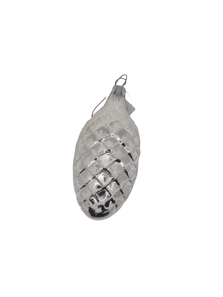 European Glass Christmas ornament of a Pinecone | Short Smooth Frosted (C)