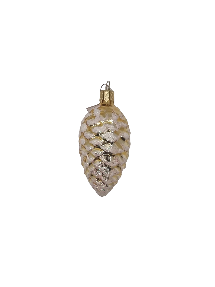 European Glass Christmas ornament of a Pinecone | Short Smooth Frosted (C)