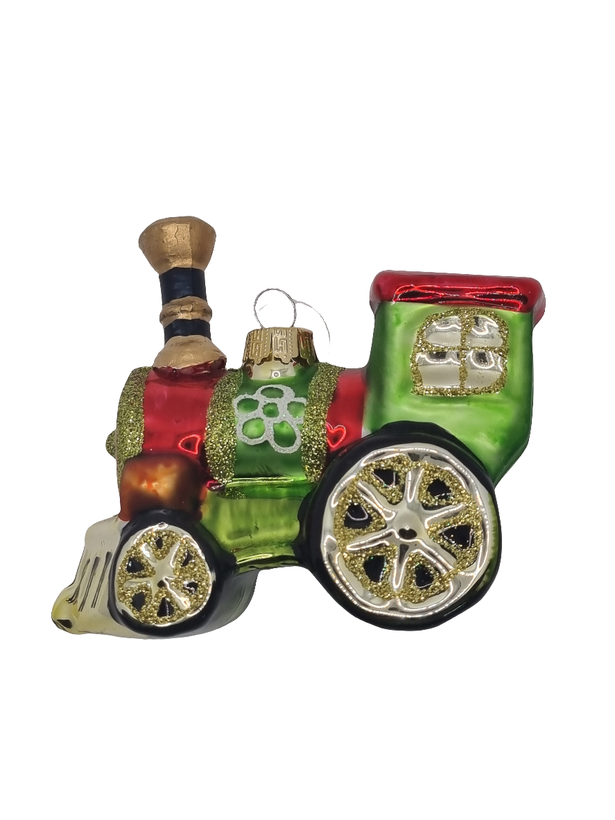 European Glass Christmas ornament of a Train with Steam Chimney (S)