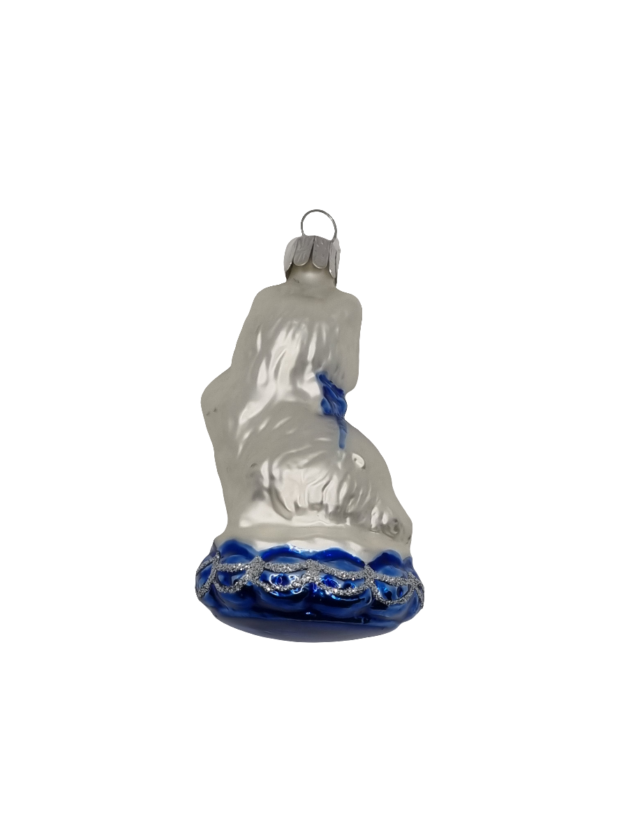 European Glass Christmas ornament of a Cat cushion (H)
