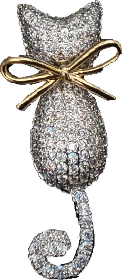 Crystal Cat with Bow | Brooch VII