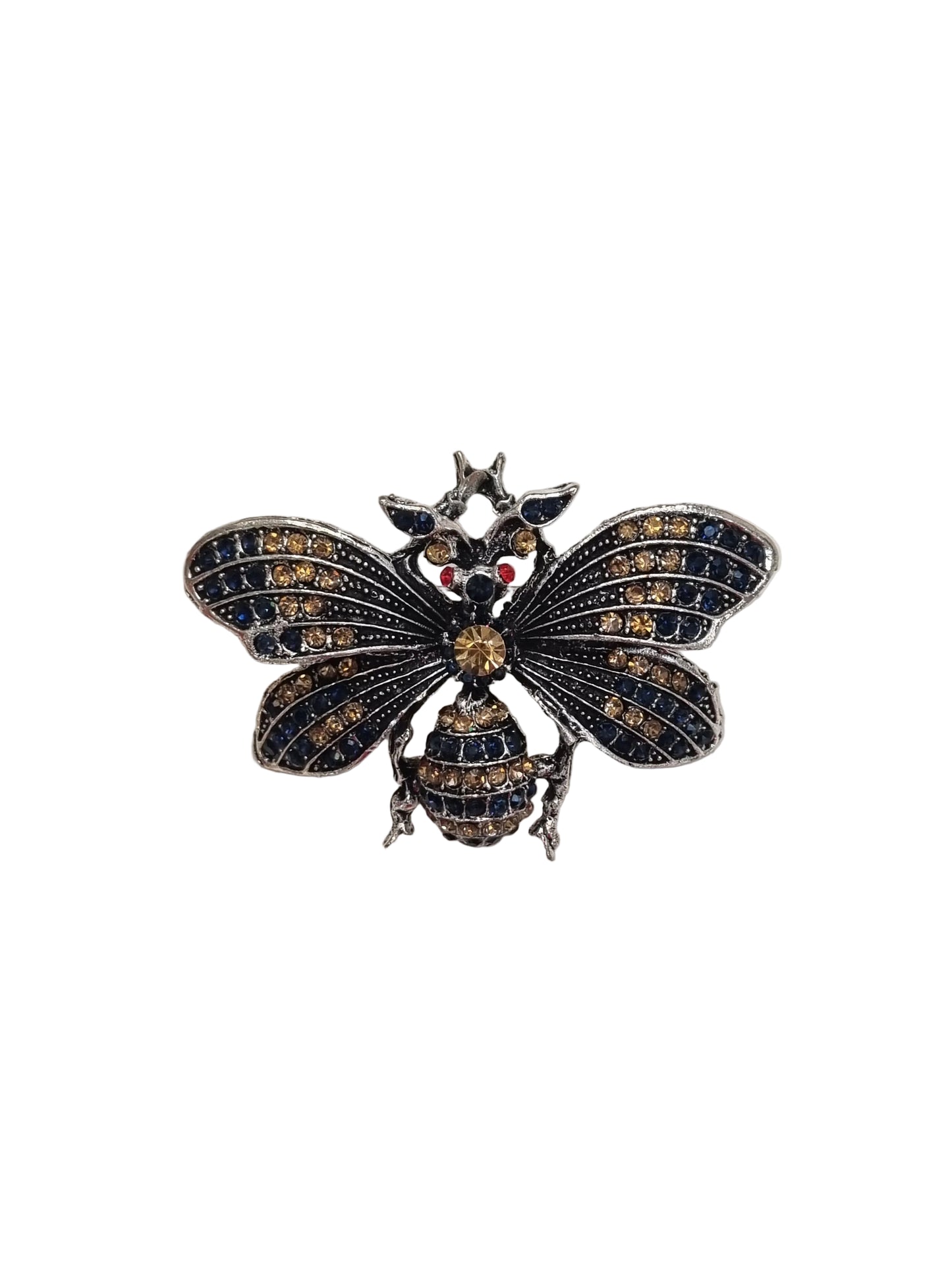 Gold Beetle with Pink & Blue Crystals | Brooch VI