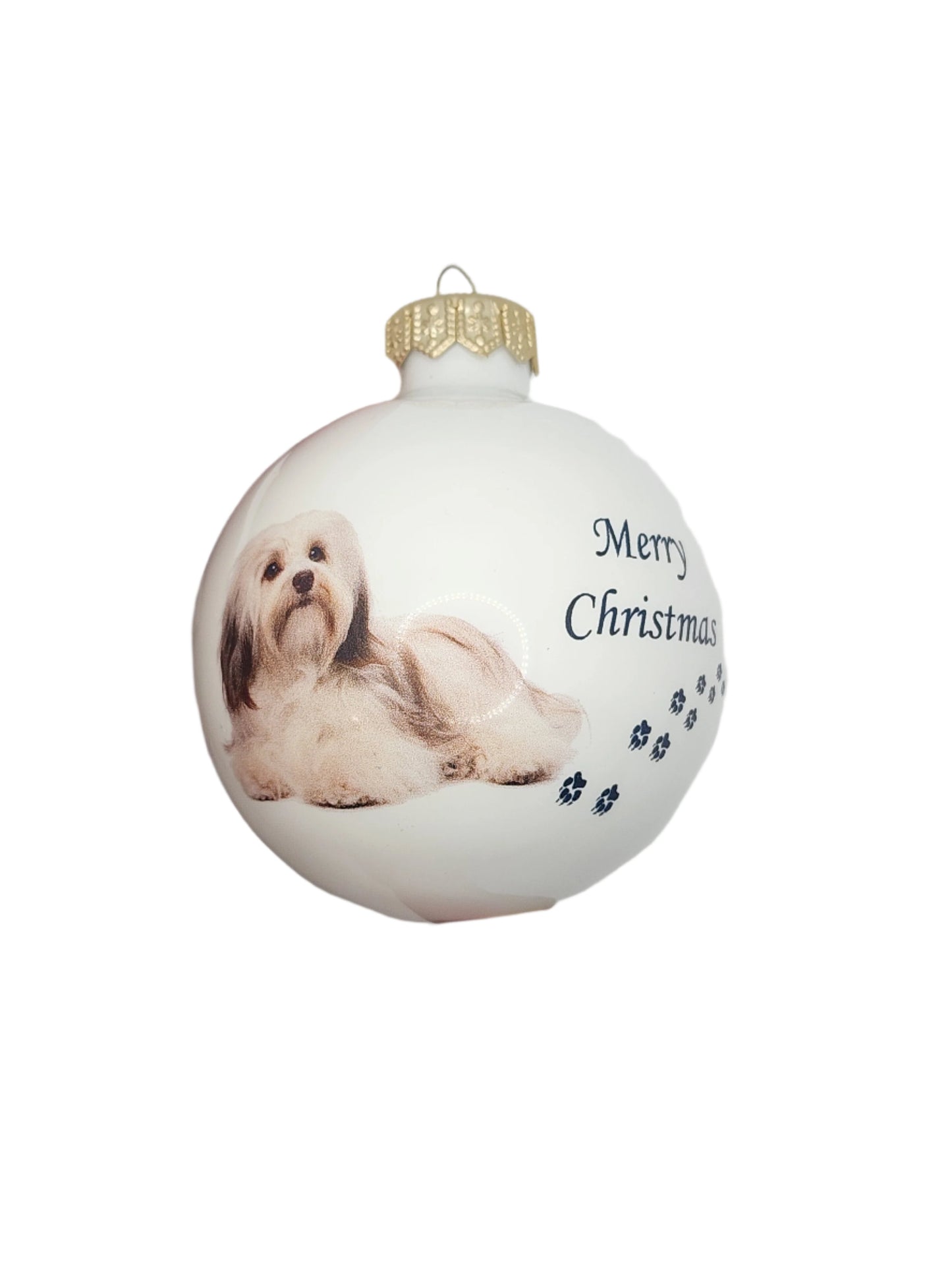 European Glass Christmas ornament of a Baubles | Merry Christmas Dog (F)